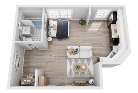 Floor plan for studio, 1 bath, 450 sqft